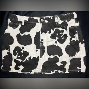 NEW! Cow Print Denim Skirt